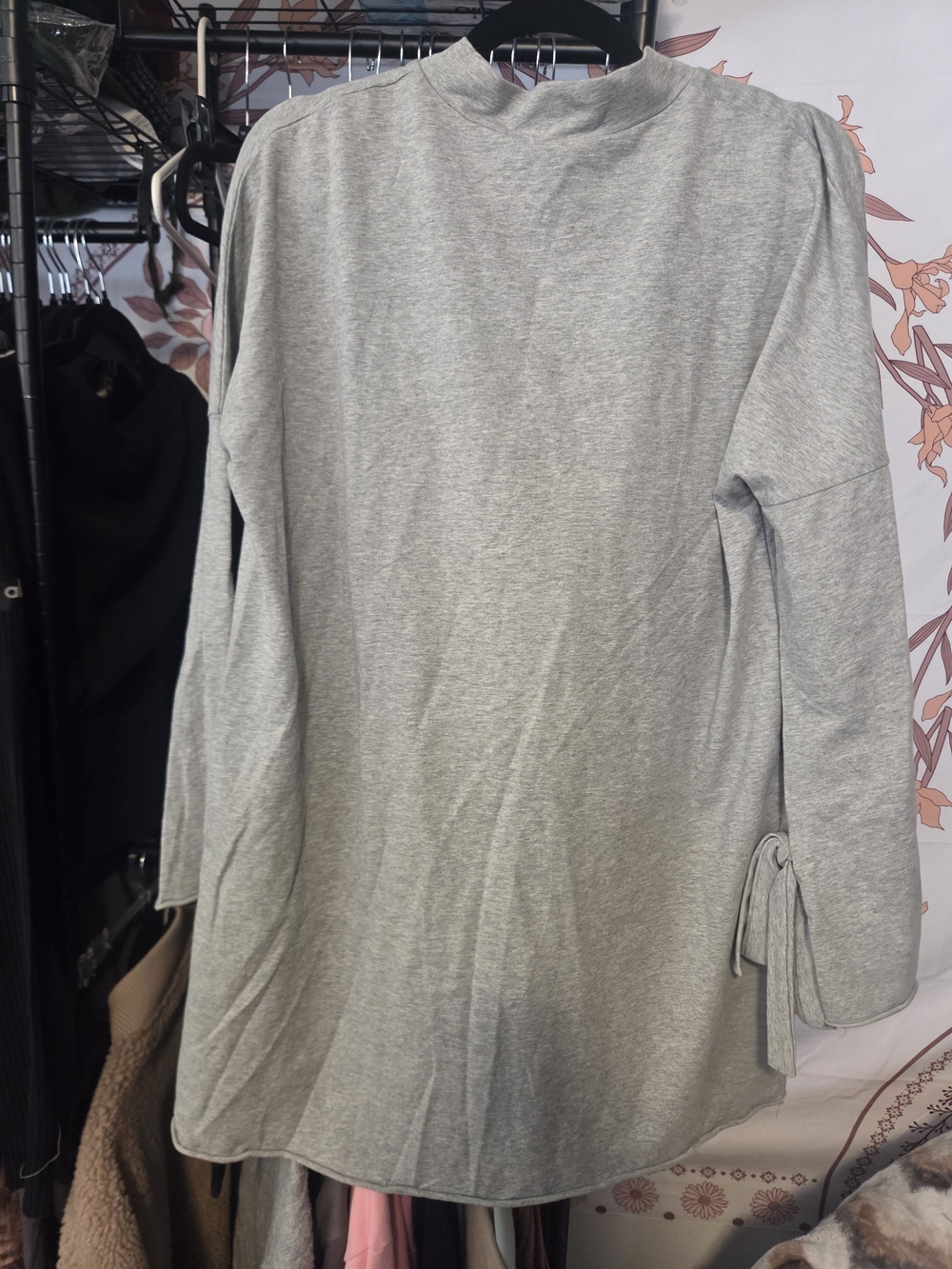 Lumiere Light Gray Long Sleeve Tunic with Side Tie